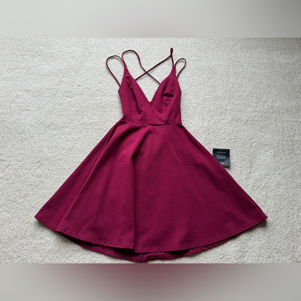Lulus Believe in Love Magenta Backless Skater Dress